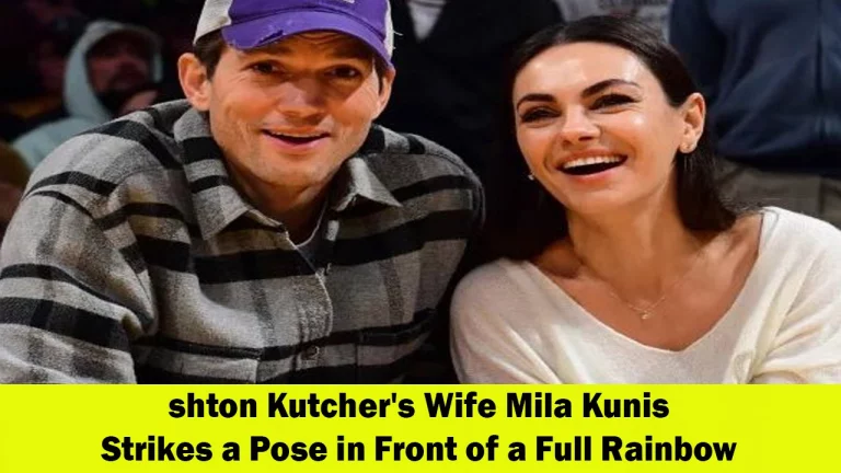 Ashton Kutcher Shares Magical Moment Wife Mila Kunis Poses in Front of Full Rainbow
