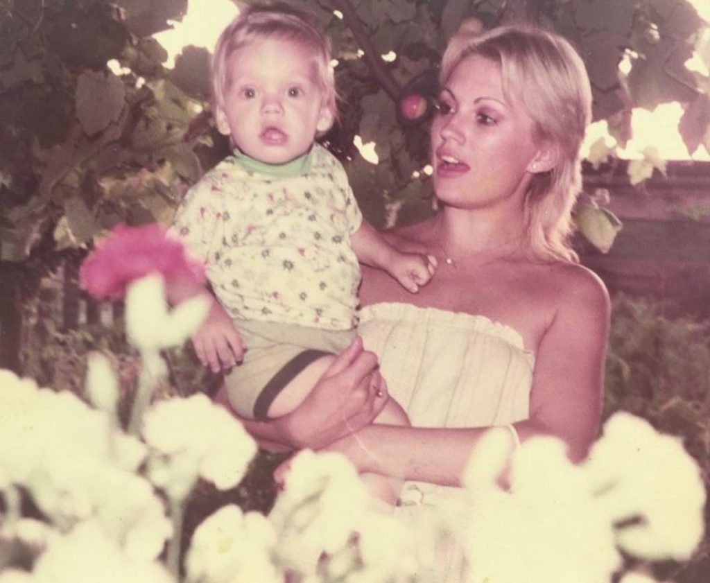 Sebastian Stan with his mother in childhood