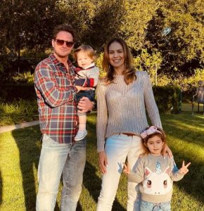 Cameron Douglas with his wife and children