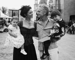 Michael Douglas with his wife and children