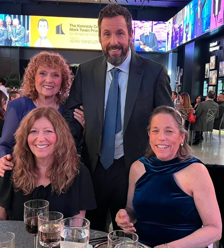 Adam Sandler with mother and sisters