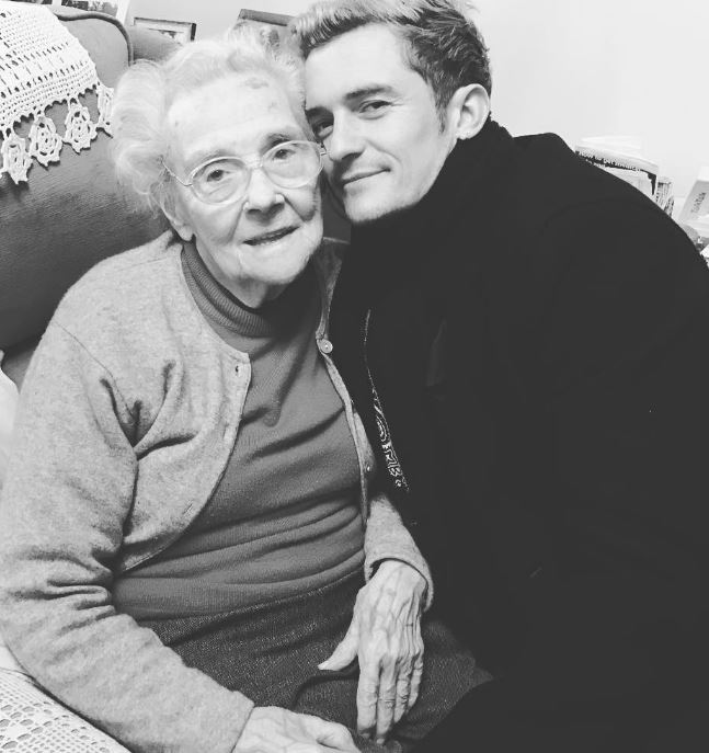 Orlando Bloom with 96 years old grandmother