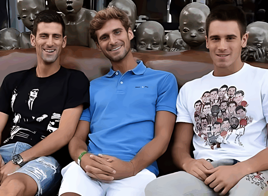 Novak Djokovic with brothers