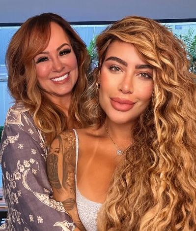 Rafaella Beckran with her mother Nadine Gonçalves