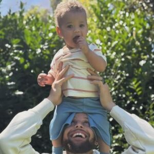 Caius Chai Curry with his father Stephen Curry