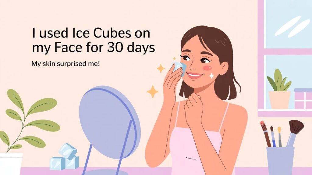 Ice cubes on skin morning routine