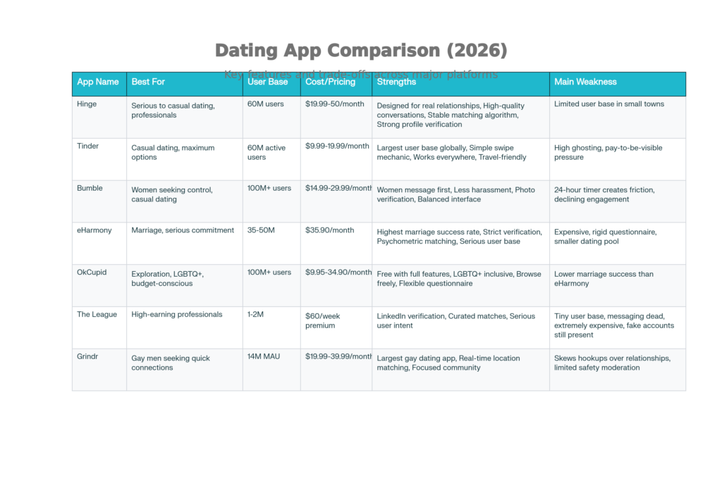 Comprehensive Dating App Comparison 2026