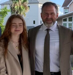 Sadie Sink with father Casey Adam Sink