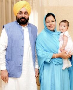 Bhagwant Mann with wife and Daughter Niyamat Kaur Mann
