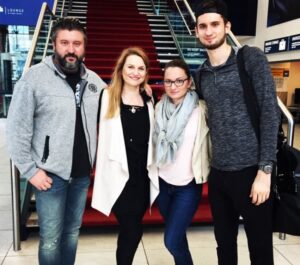 Dan Vladar with parents Daniel, Katerina, and with sister